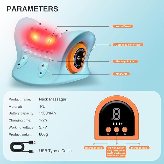 EMS Neck Massager with Heat – Electric Pulse Therapy for Neck & Shoulder Pain Relief